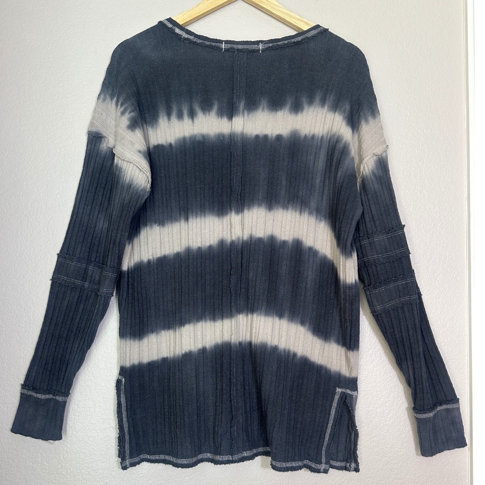 Free People We The Free Ribbed Knit Oversized Small Gray Tie Dye Long Sleeve Top - Picture 2 of 11